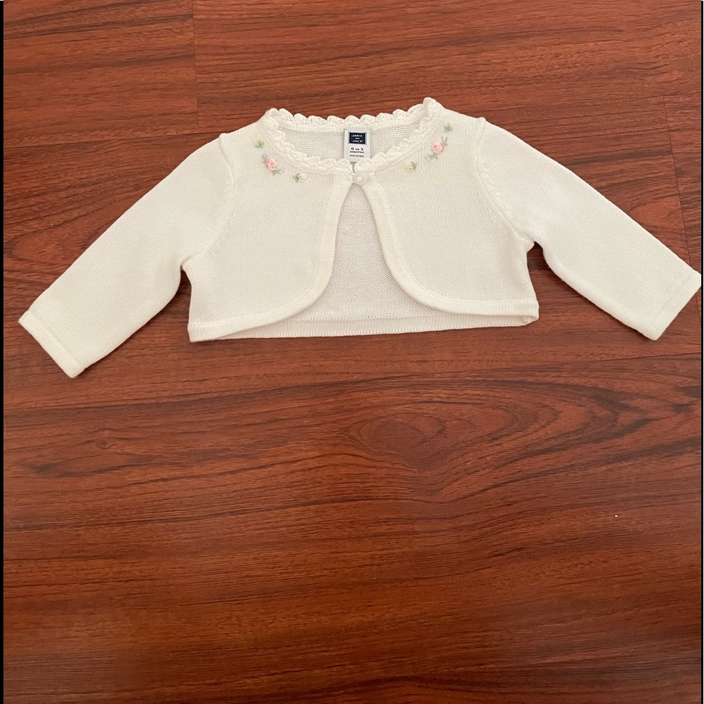 0-3 month Janie and Jack white embroidered cardigan